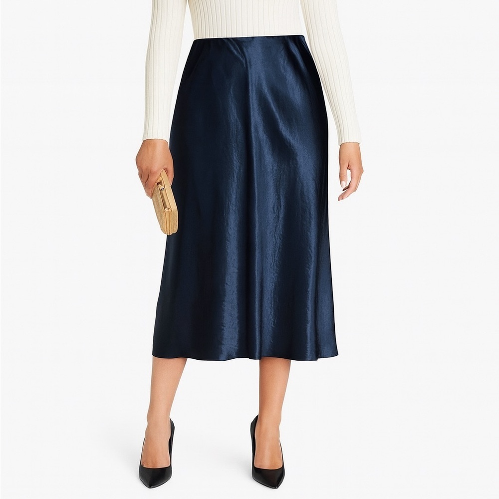 Vince
NWT Vince Plus Size Elegant Satin Slip Midi Skirt in Coastal Navy Blue